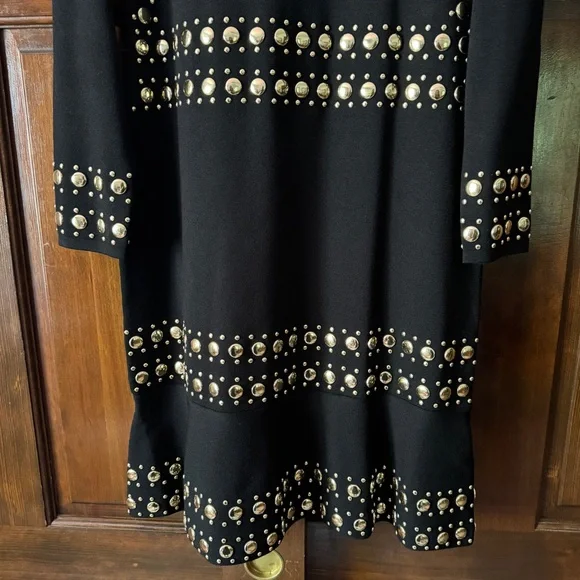 MICHAEL MICHAEL KORS
Studded Stretch-knit Mini Dress In Black/Gold - Picture 8 of 8